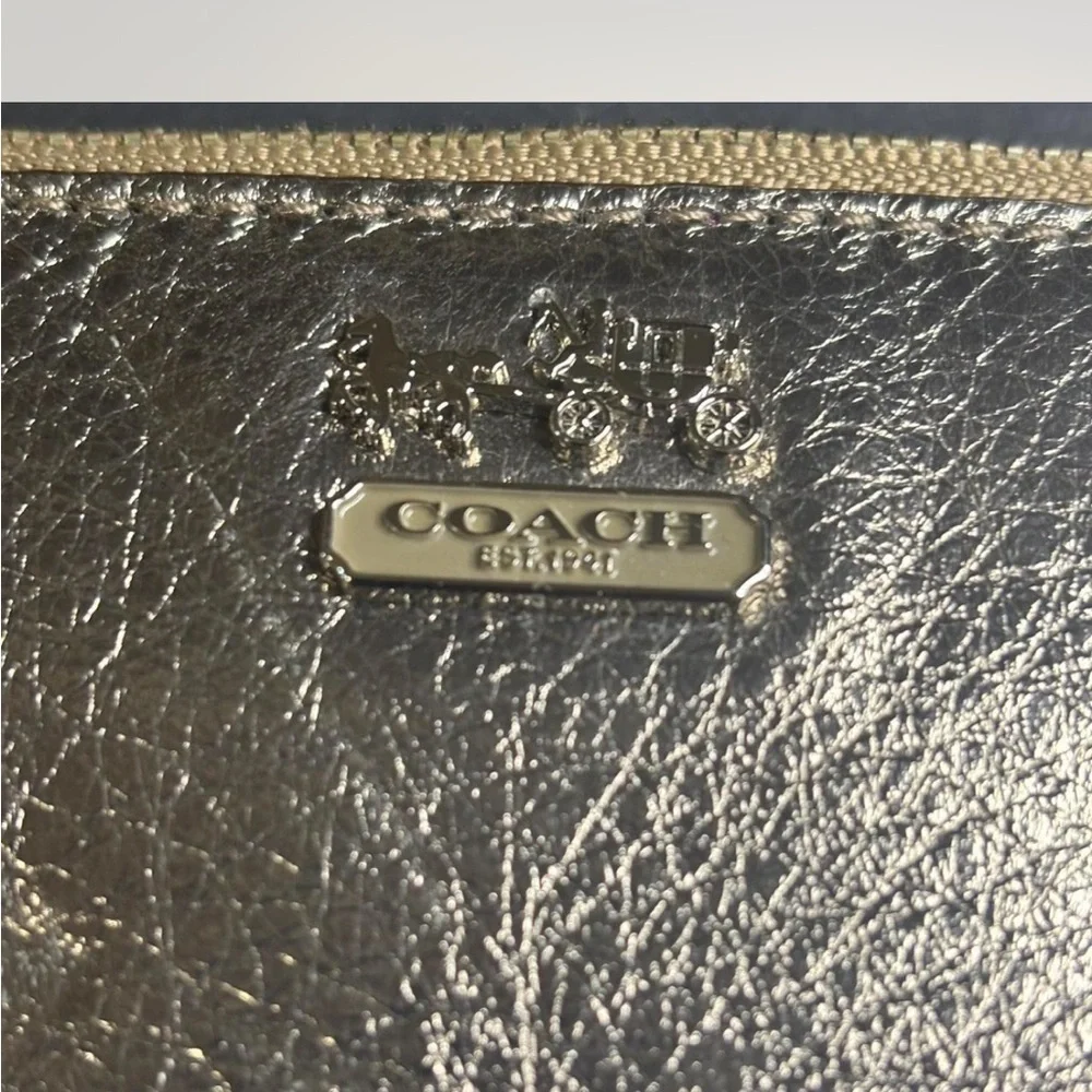 Coach Shimmering Gold Wristlet with Chain